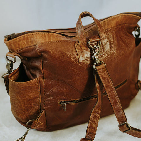 leather backpack nappy bag