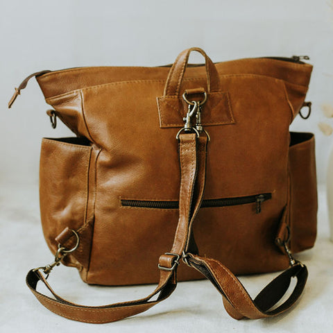 leather backpack nappy bag